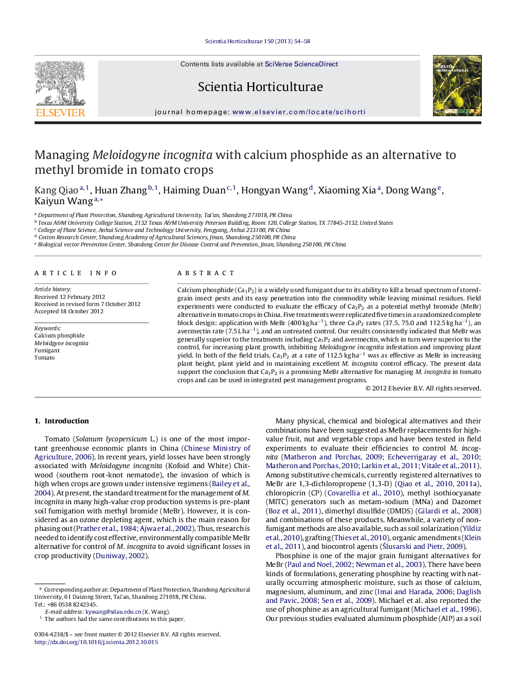 Managing Meloidogyne incognita with calcium phosphide as an alternative to methyl bromide in tomato crops