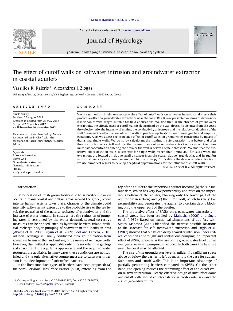 The effect of cutoff walls on saltwater intrusion and groundwater extraction in coastal aquifers