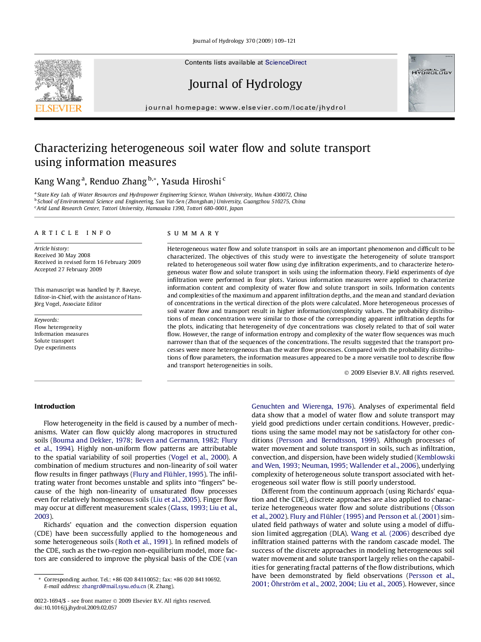 Characterizing heterogeneous soil water flow and solute transport using information measures