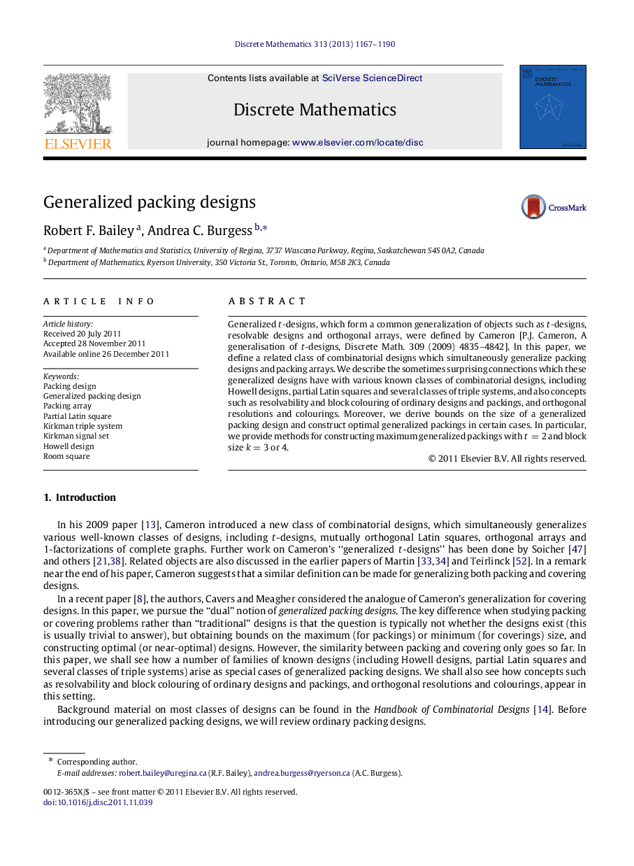 Generalized packing designs