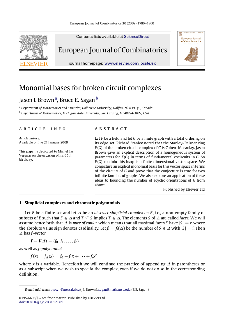 Monomial bases for broken circuit complexes