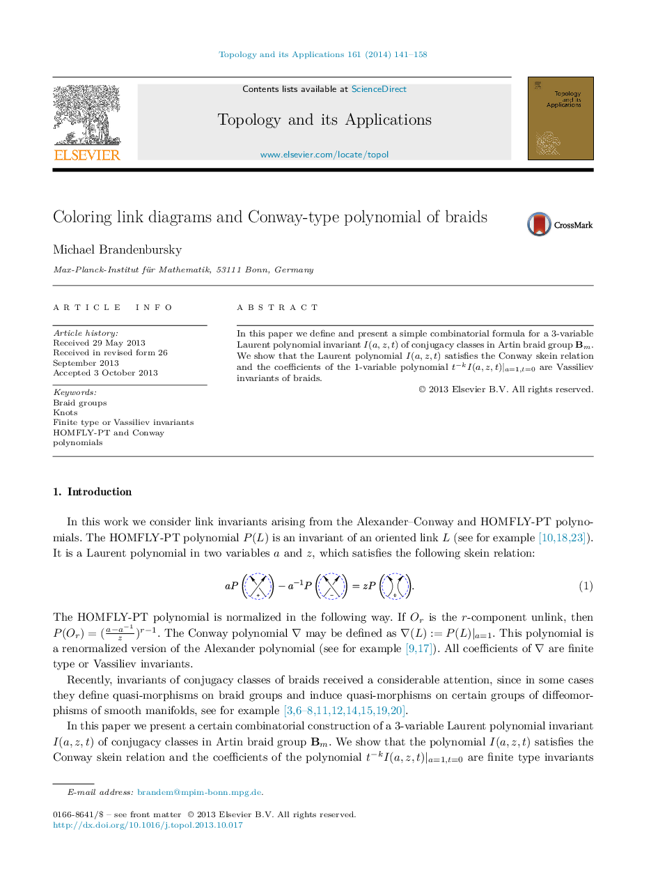 Coloring link diagrams and Conway-type polynomial of braids