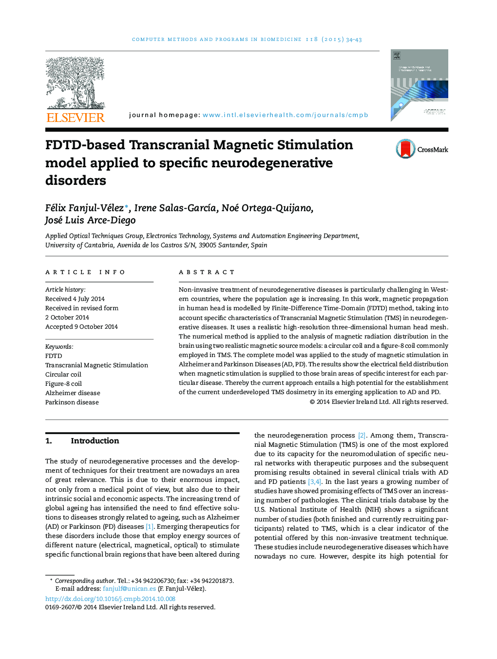 FDTD-based Transcranial Magnetic Stimulation model applied to specific neurodegenerative disorders