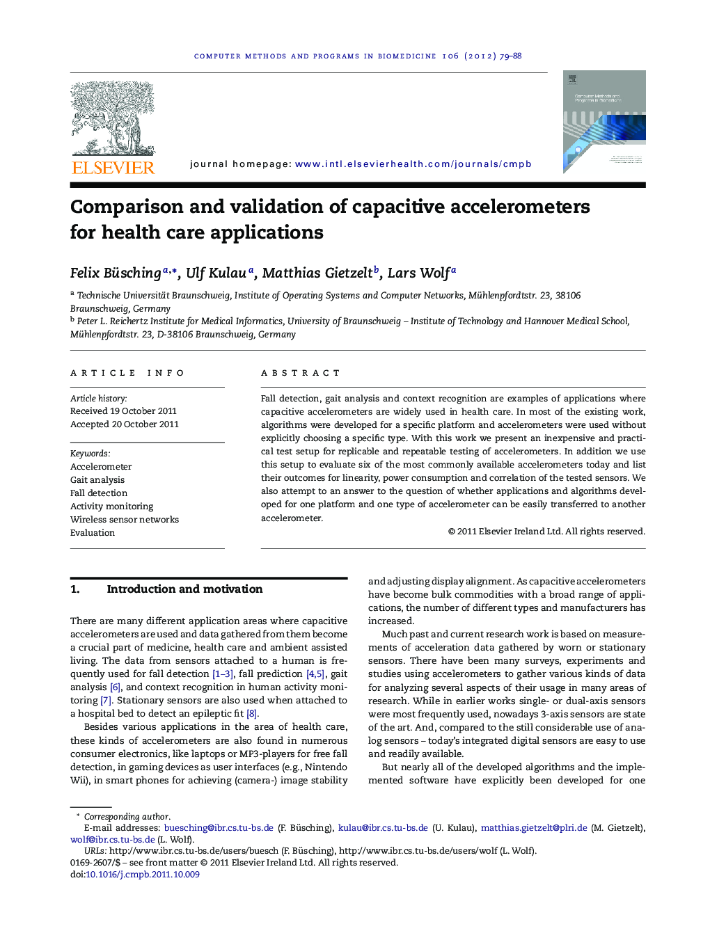 Comparison and validation of capacitive accelerometers for health care applications