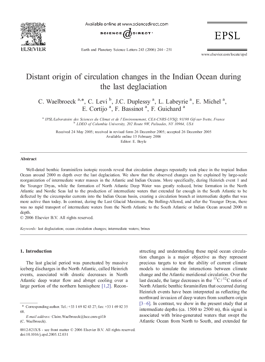 Distant origin of circulation changes in the Indian Ocean during the last deglaciation