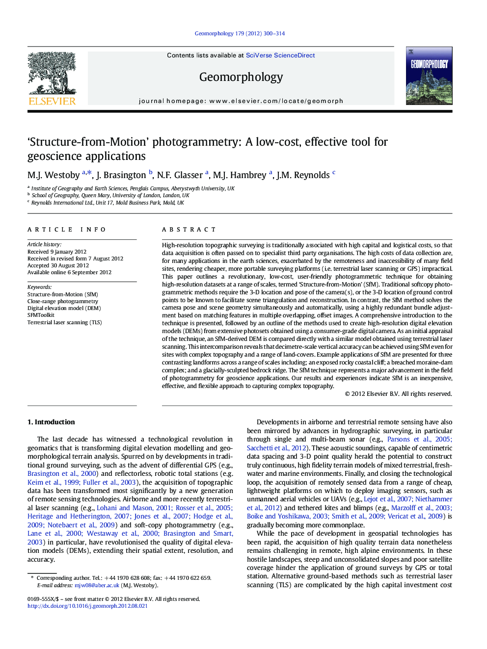 ‘Structure-from-Motion’ photogrammetry: A low-cost, effective tool for geoscience applications