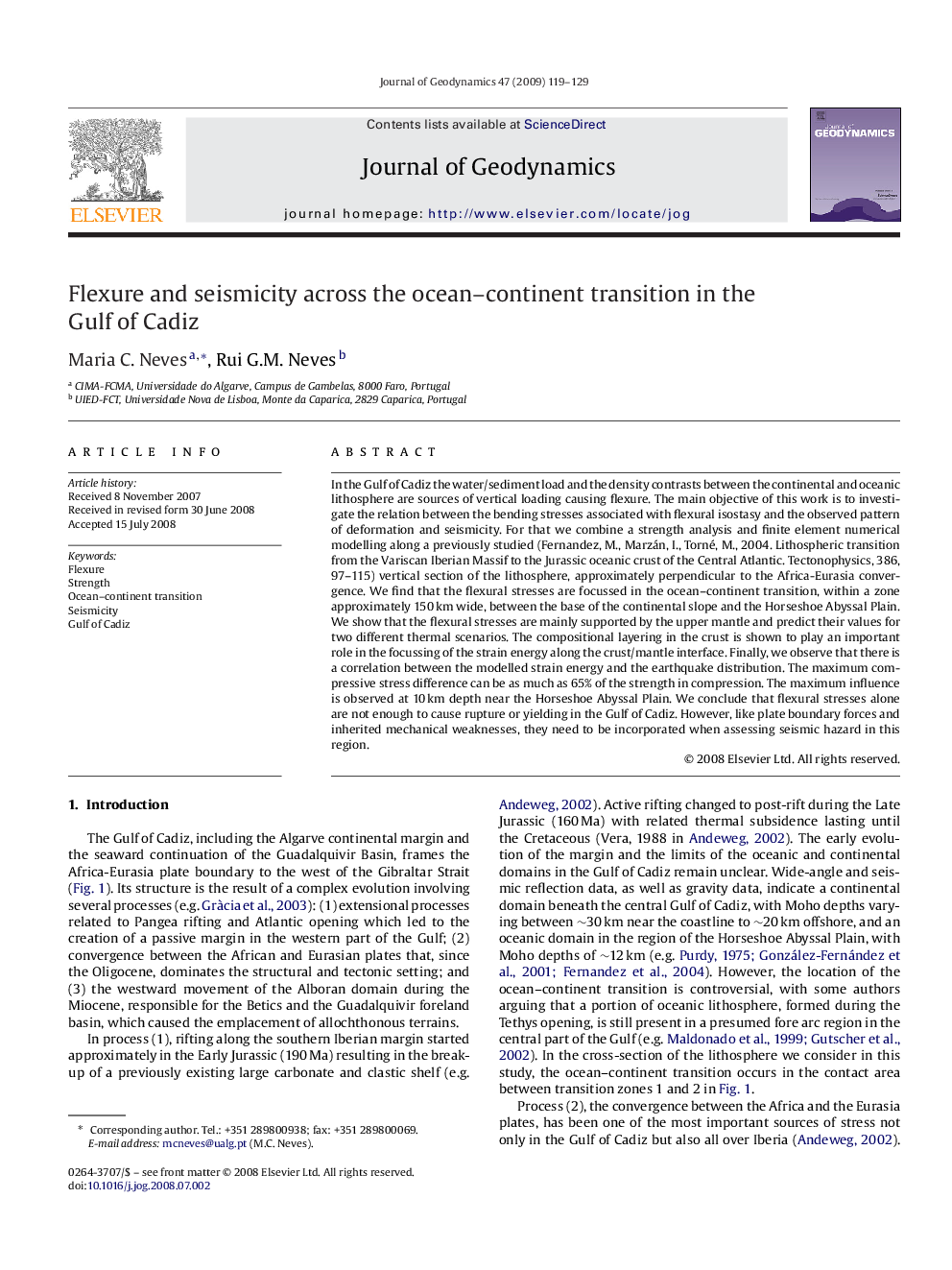 Flexure and seismicity across the ocean–continent transition in the Gulf of Cadiz