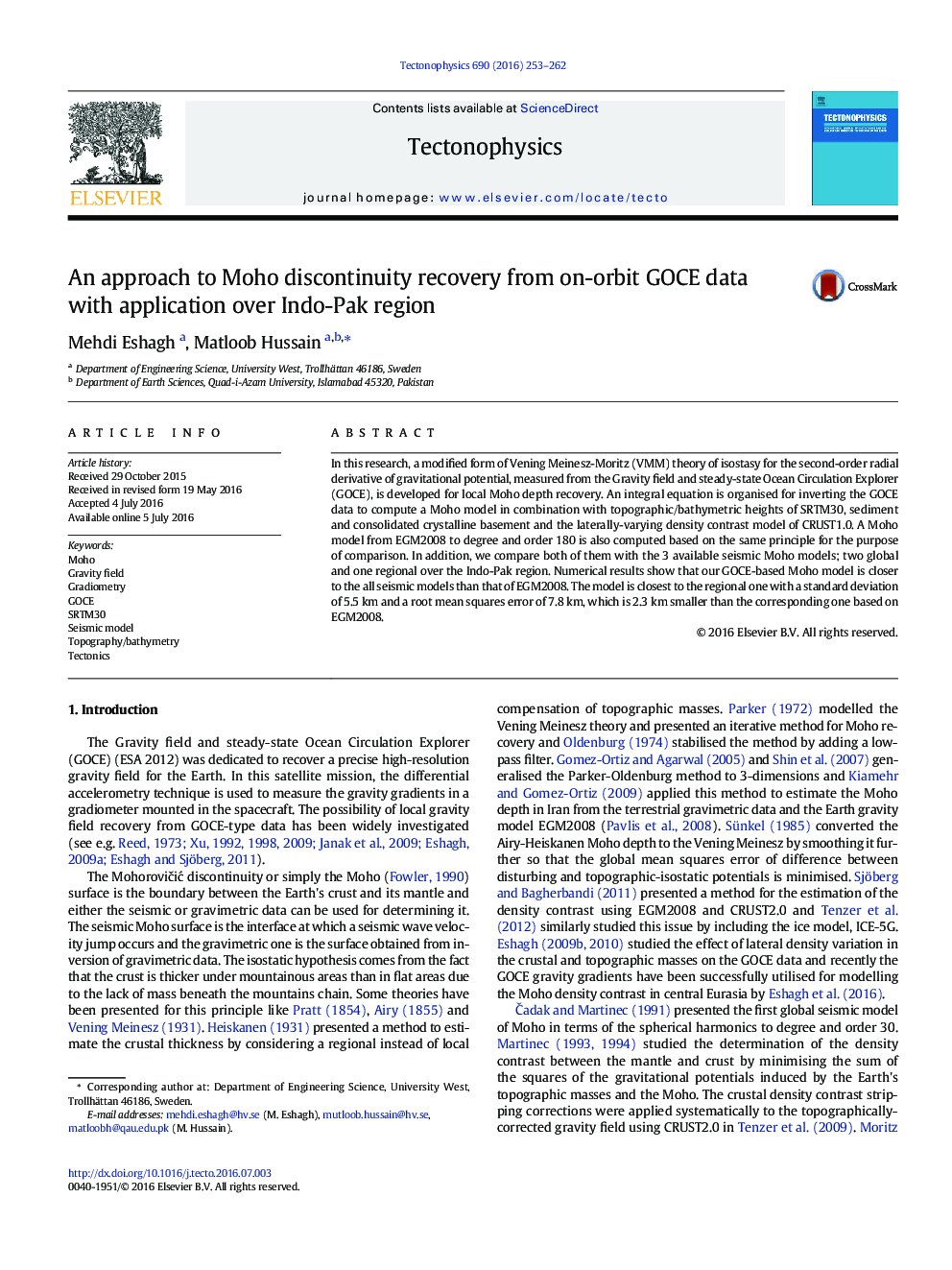 An approach to Moho discontinuity recovery from on-orbit GOCE data with application over Indo-Pak region