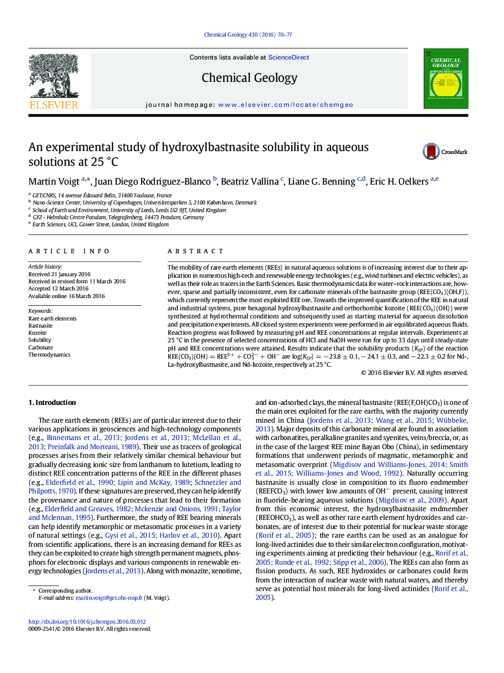 An experimental study of hydroxylbastnasite solubility in aqueous solutions at 25 °C