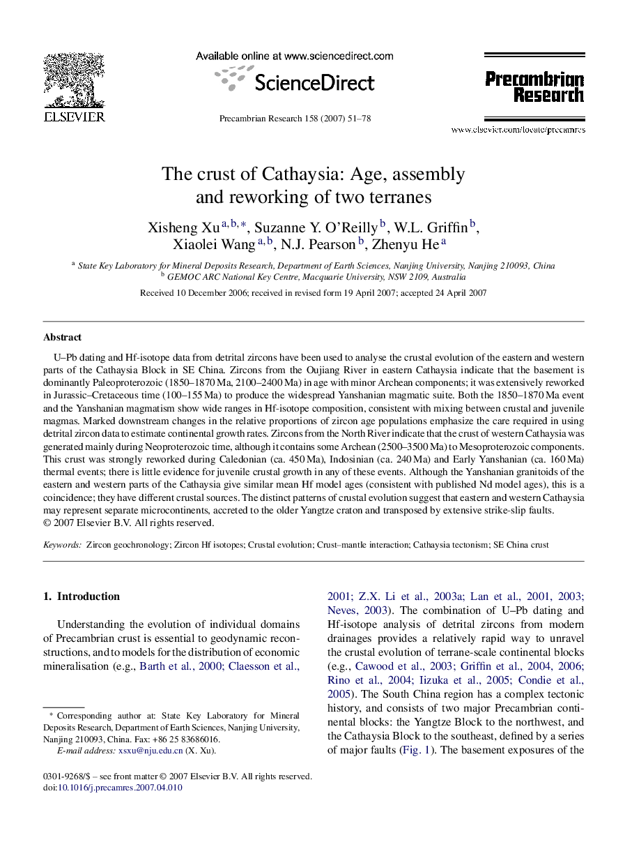 The crust of Cathaysia: Age, assembly and reworking of two terranes