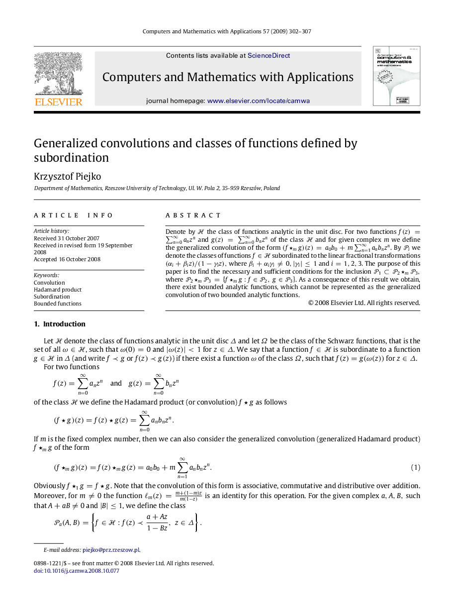 Generalized convolutions and classes of functions defined by subordination