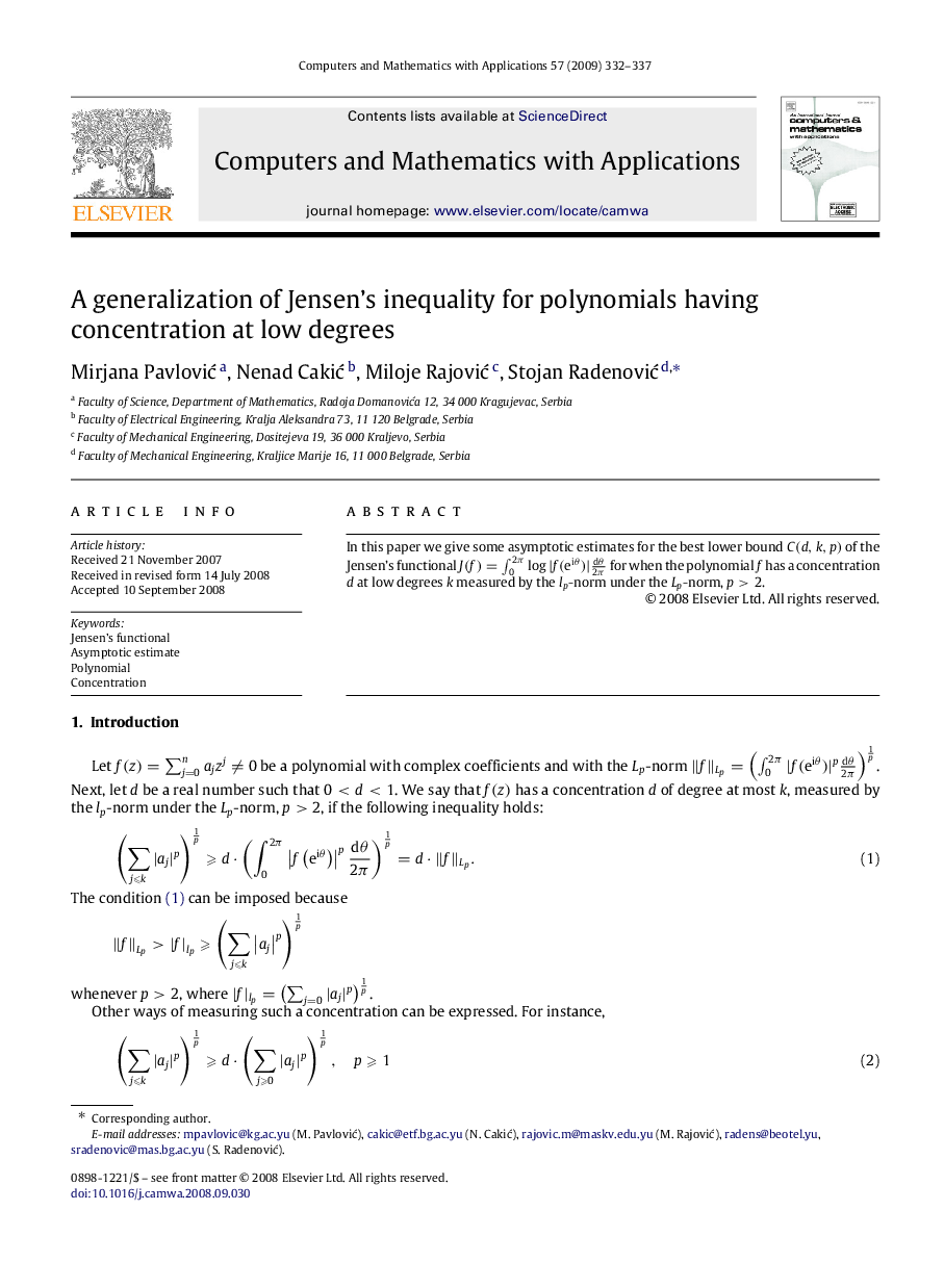 A generalization of Jensen’s inequality for polynomials having concentration at low degrees