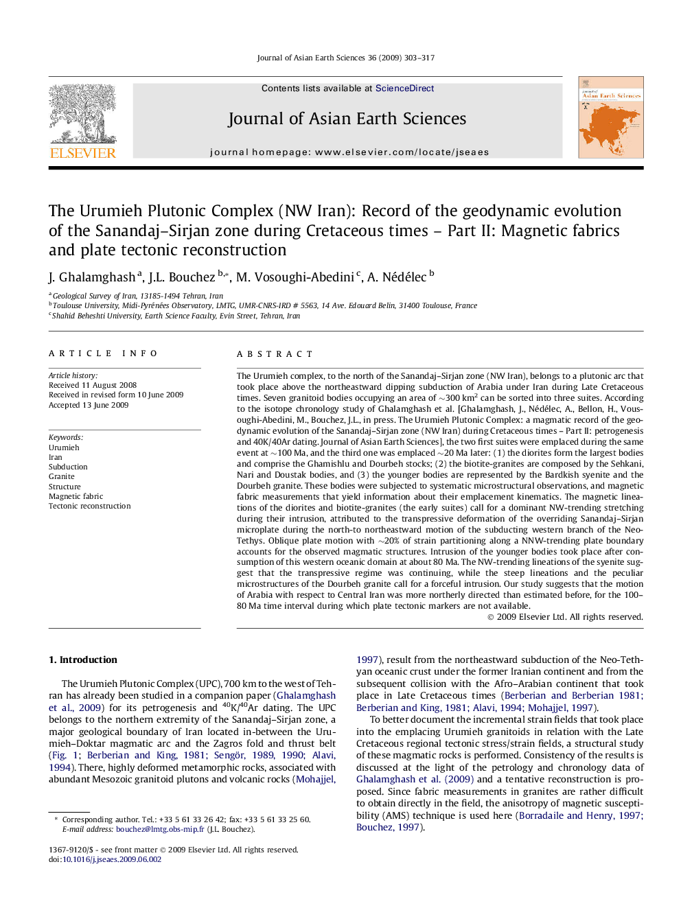 The Urumieh Plutonic Complex (NW Iran): Record of the geodynamic evolution of the Sanandaj–Sirjan zone during Cretaceous times – Part II: Magnetic fabrics and plate tectonic reconstruction