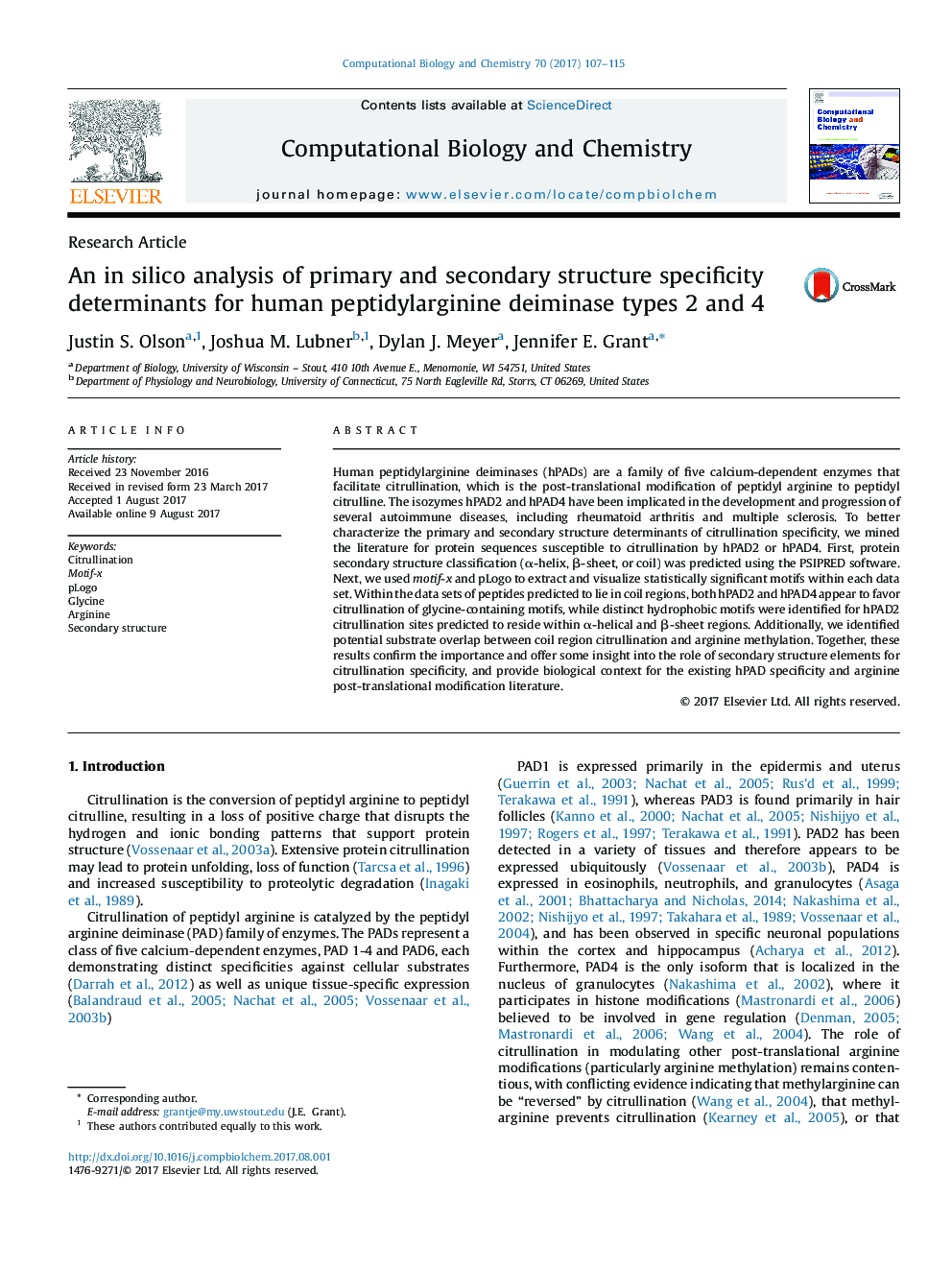 تحقیق مقاله ای در تحلیل سیلیکات تعیین کننده ویژگی های ساختاری اولیه و ثانویه برای انواع پپتیدیلارژینین دییمیناز انسان 2 و 4 