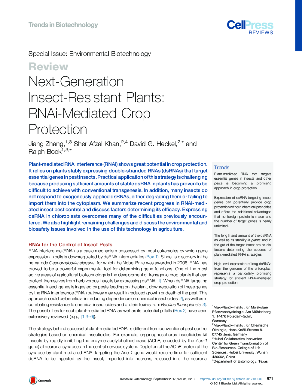 Next-Generation Insect-Resistant Plants: RNAi-Mediated Crop Protection