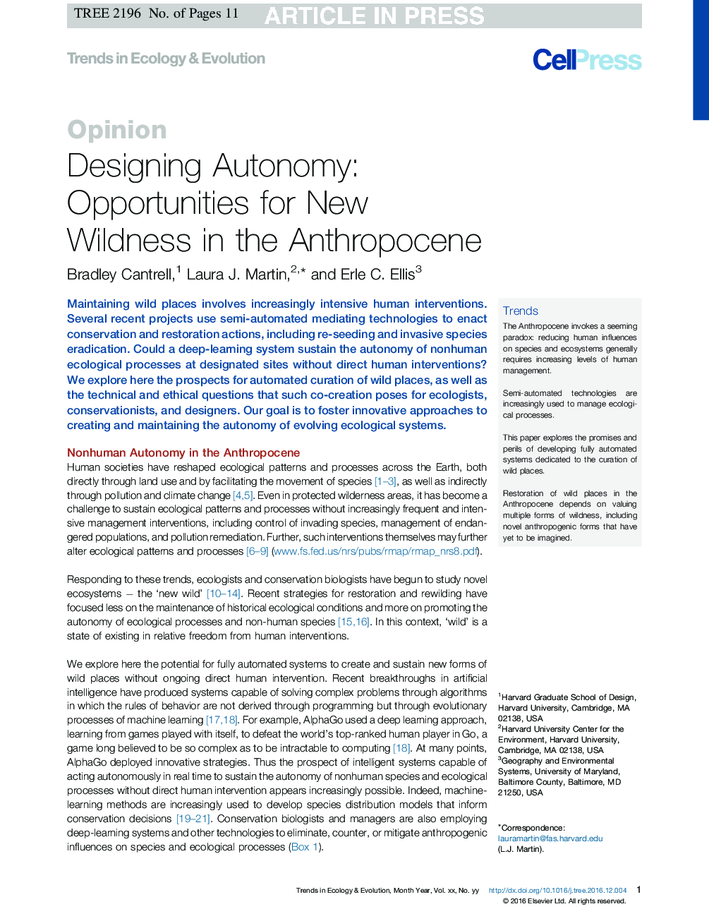Designing Autonomy: Opportunities for New Wildness in the Anthropocene