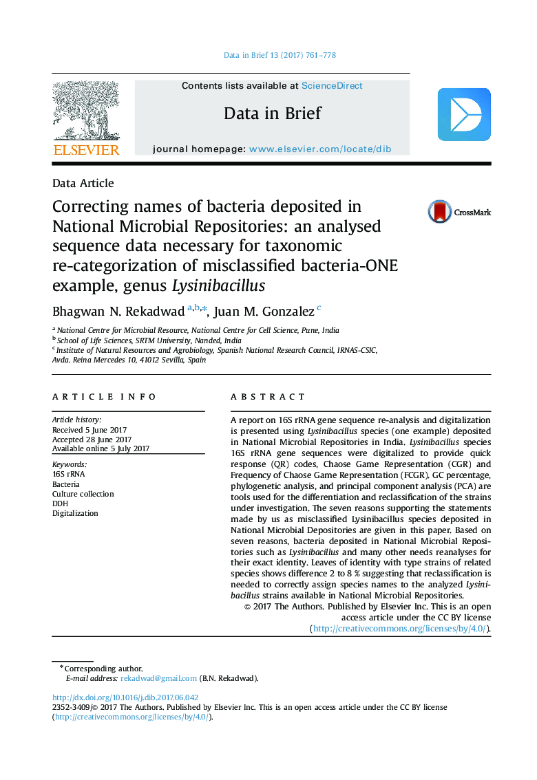 Correcting names of bacteria deposited in National Microbial Repositories: an analysed sequence data necessary for taxonomic re-categorization of misclassified bacteria-ONE example, genus Lysinibacillus