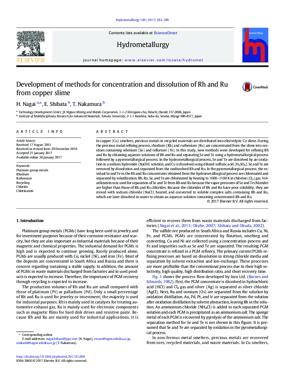 Development of methods for concentration and dissolution of Rh and Ru from copper slime