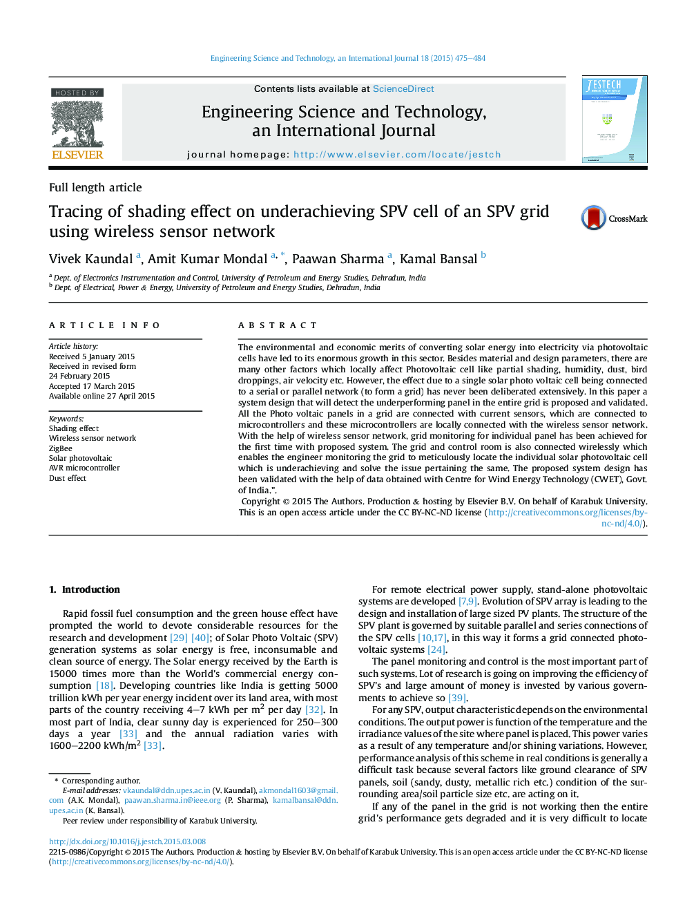 Tracing of shading effect on underachieving SPV cell of an SPV grid using wireless sensor network 