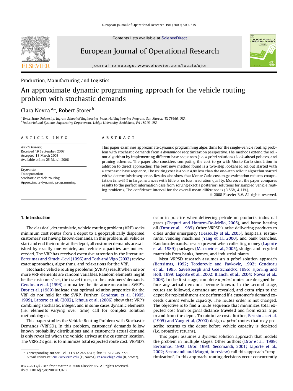 An approximate dynamic programming approach for the vehicle routing problem with stochastic demands