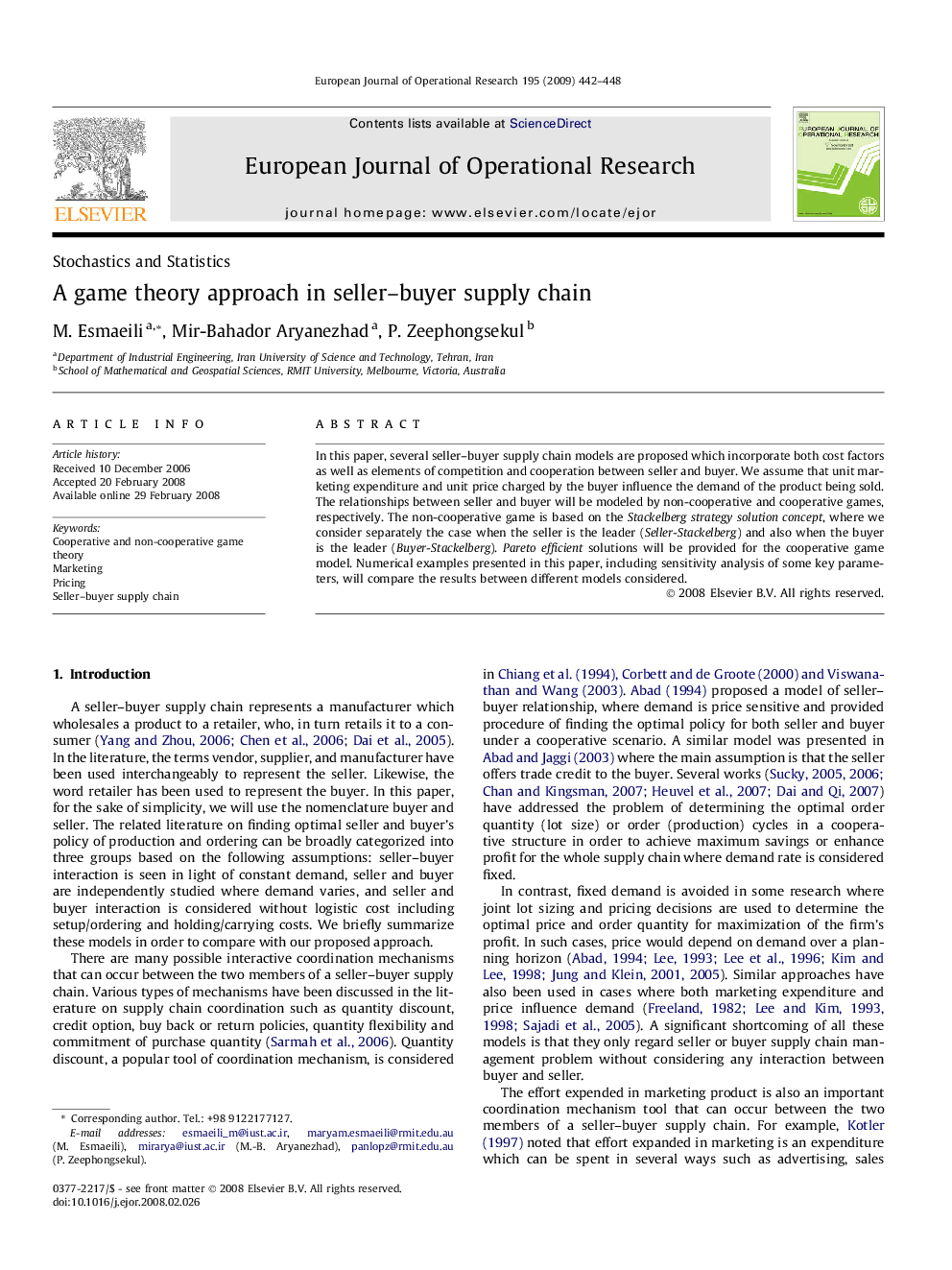 A game theory approach in seller–buyer supply chain