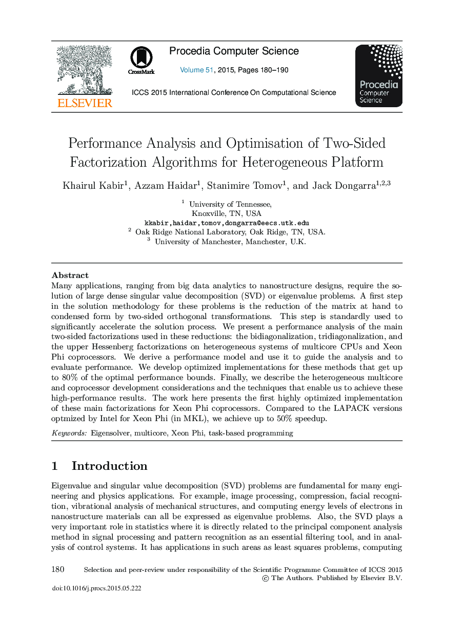 Performance Analysis and Optimisation of Two-sided Factorization Algorithms for Heterogeneous Platform 