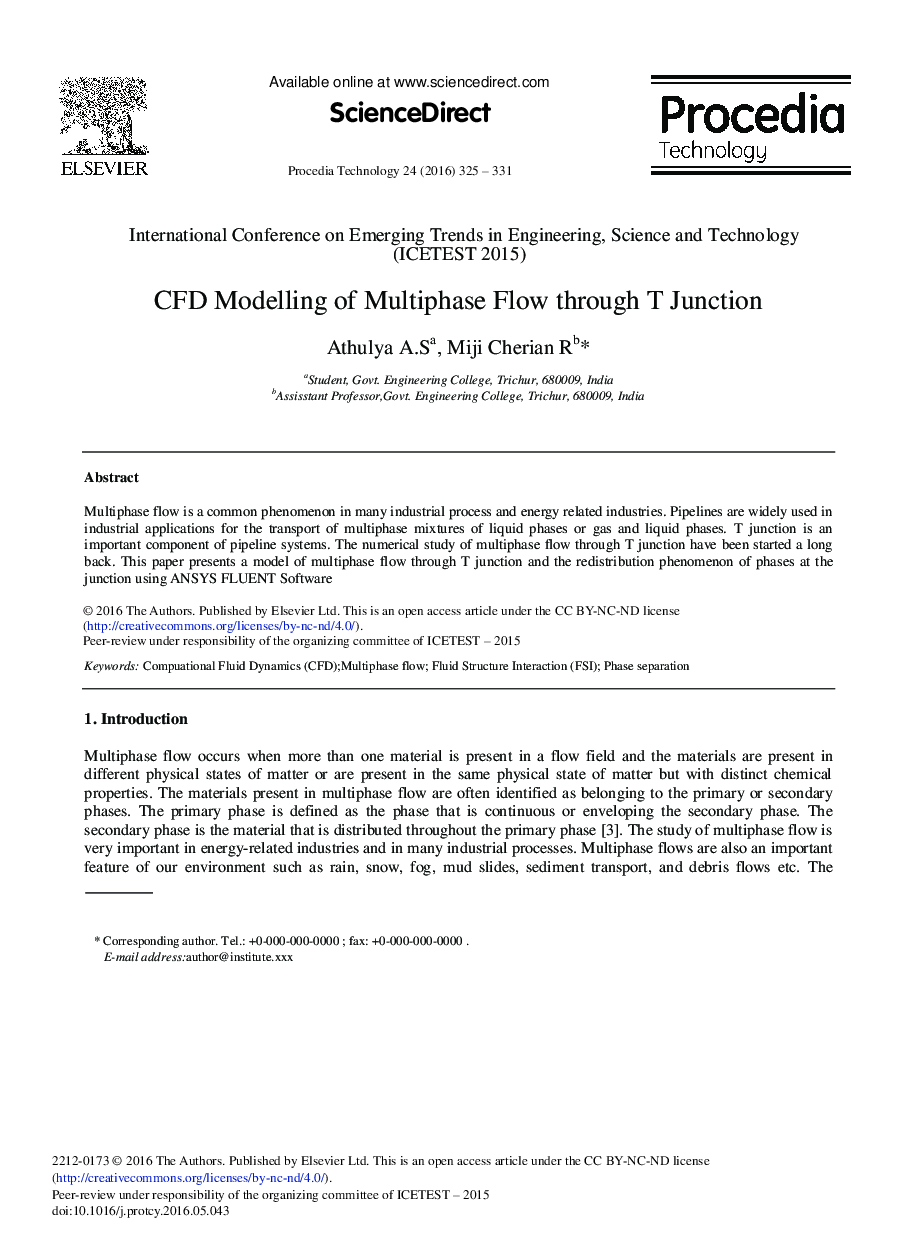 مدلسازی CFD جریان چند مرحله ایی از طریق اتصال T