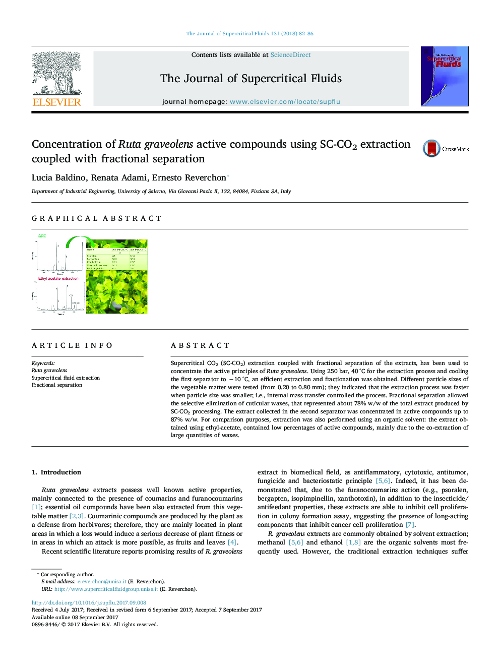 غلظت ترکیبات فعال روتا گراوولنز با استفاده از استخراج SC-CO2 و جداسازی جزئی