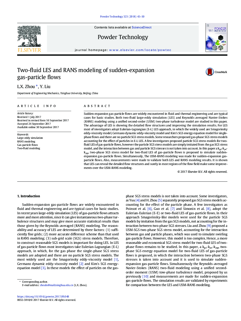 Two-fluid LES and RANS modeling of sudden-expansion gas-particle flows