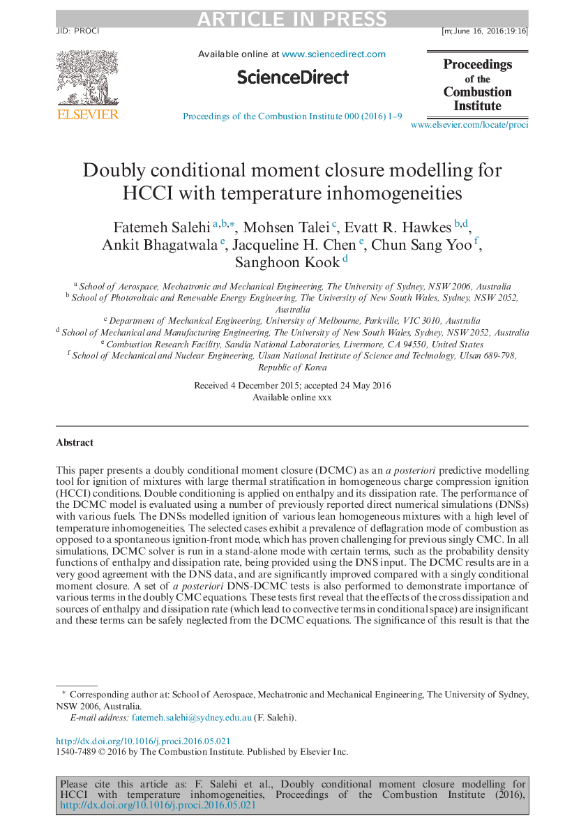 Doubly conditional moment closure modelling for HCCI with temperature inhomogeneities