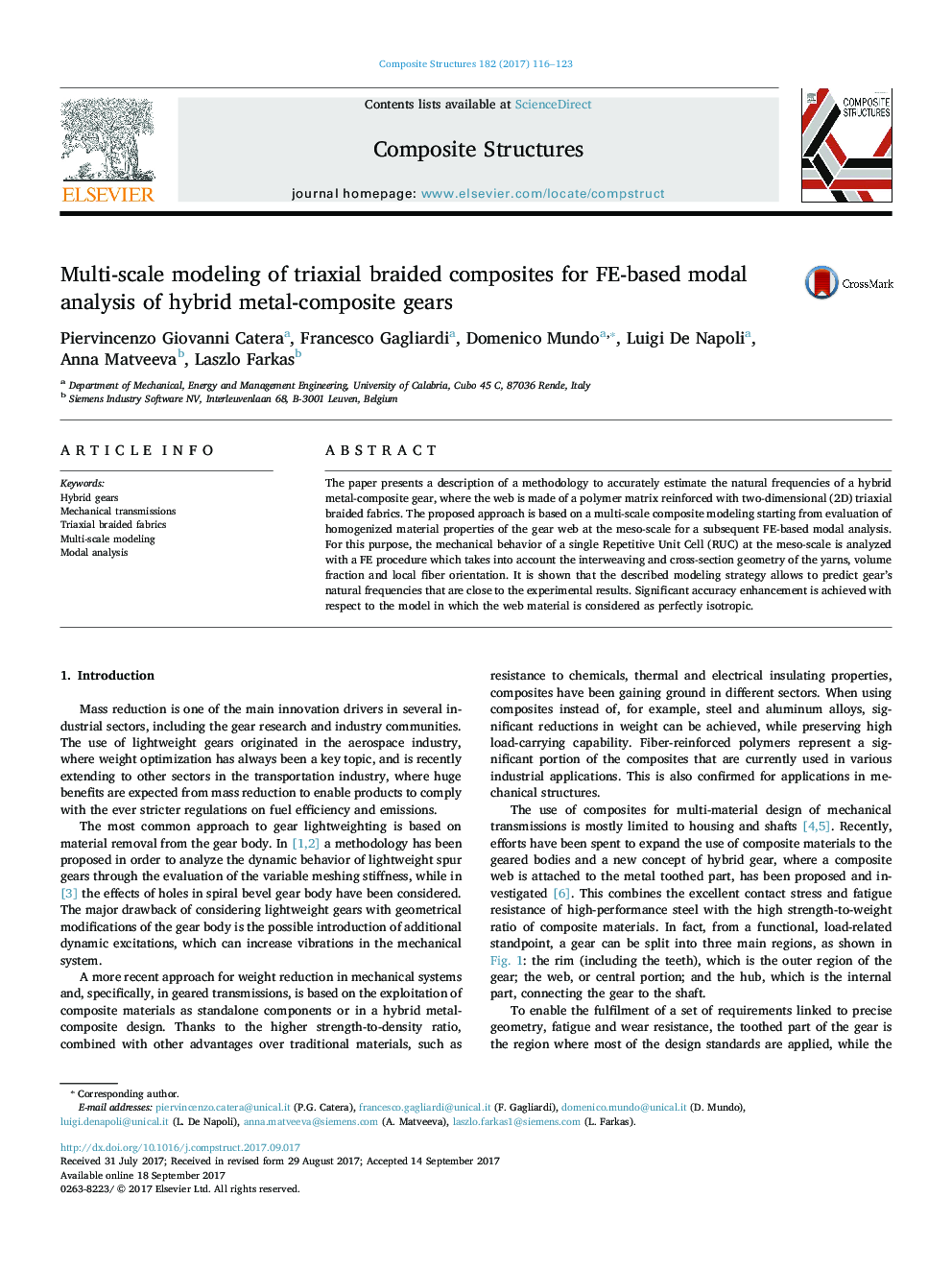 Multi-scale modeling of triaxial braided composites for FE-based modal analysis of hybrid metal-composite gears