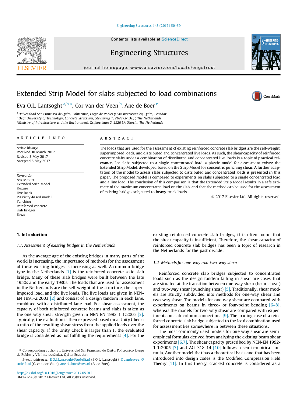 Extended Strip Model for slabs subjected to load combinations