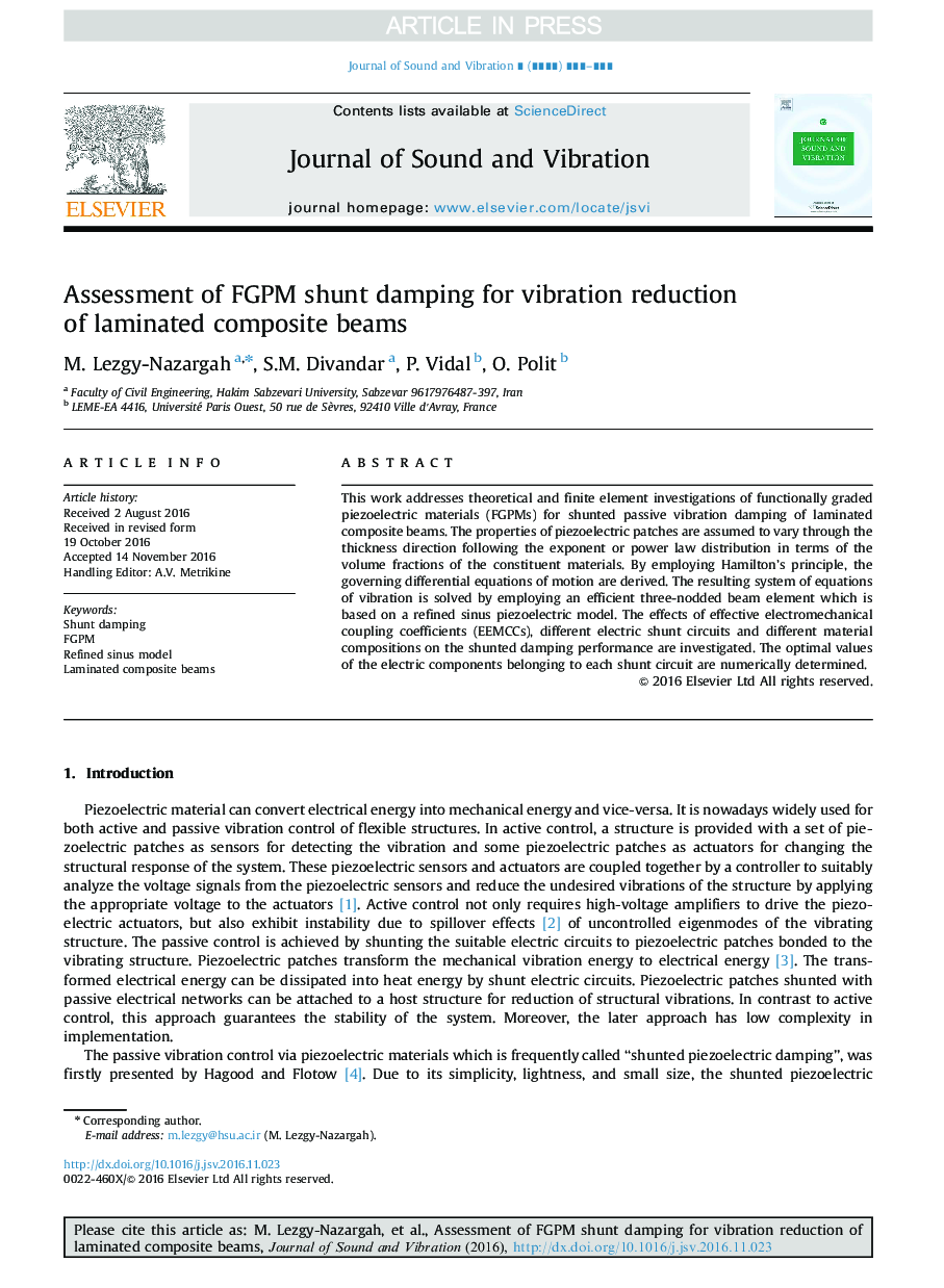 Assessment of FGPM shunt damping for vibration reduction of laminated composite beams