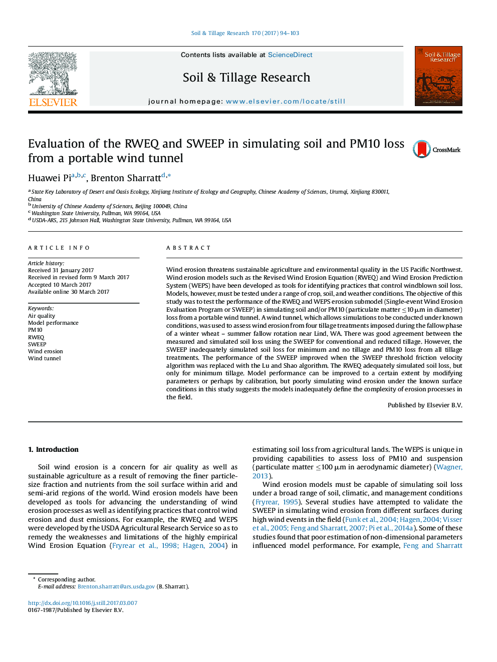 Evaluation of the RWEQ and SWEEP in simulating soil and PM10 loss from a portable wind tunnel