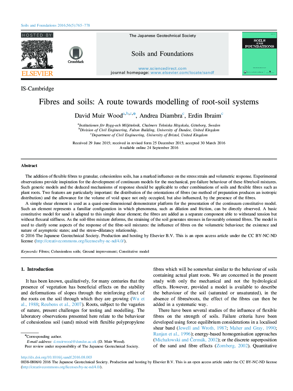 IS-CambridgeFibres and soils: A route towards modelling of root-soil systems