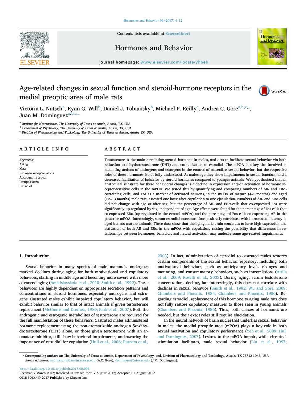 Age-related changes in sexual function and steroid-hormone receptors in the medial preoptic area of male rats