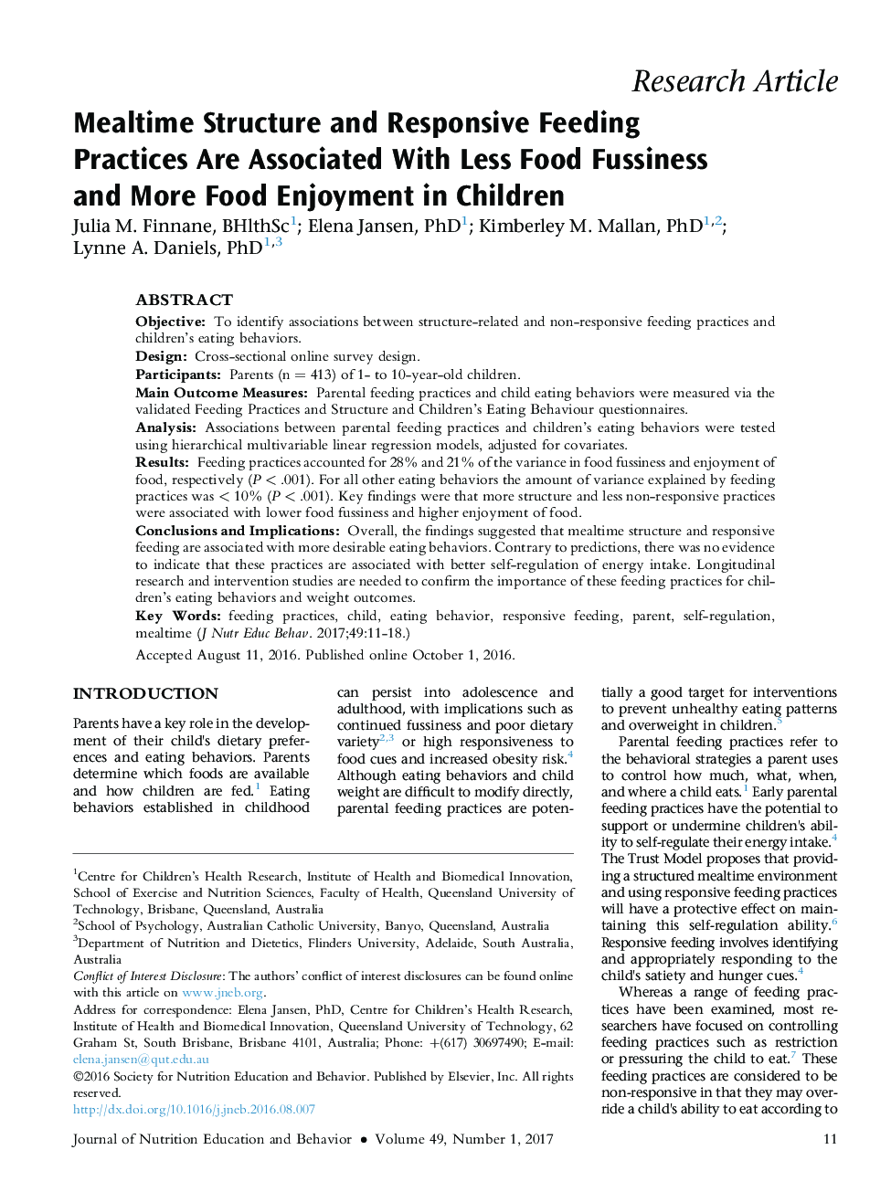 ساختار غذا و تغذیه پاسخگو همراه با کمبود غذا و لذت بیشتر غذا در کودکان 