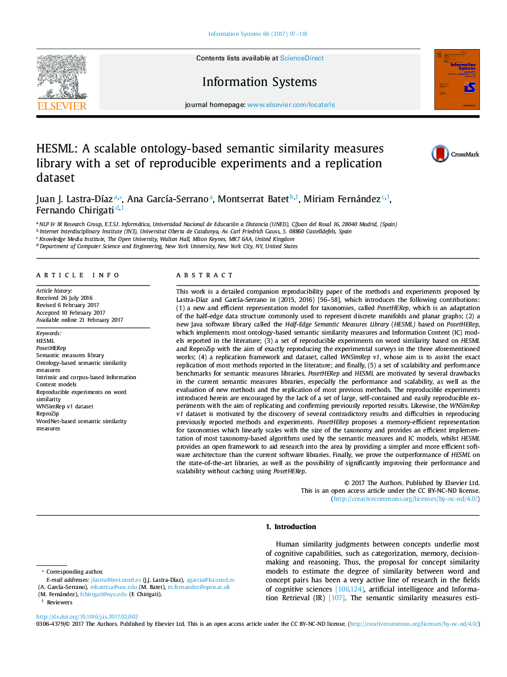 HESML: A scalable ontology-based semantic similarity measures library with a set of reproducible experiments and a replication dataset