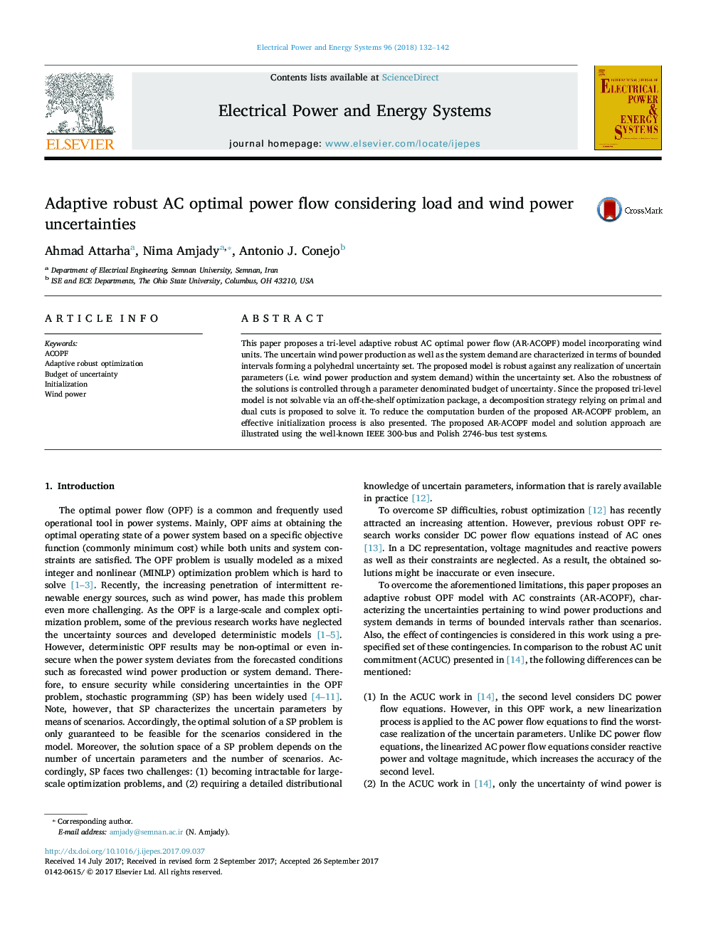 Adaptive robust AC optimal power flow considering load and wind power uncertainties