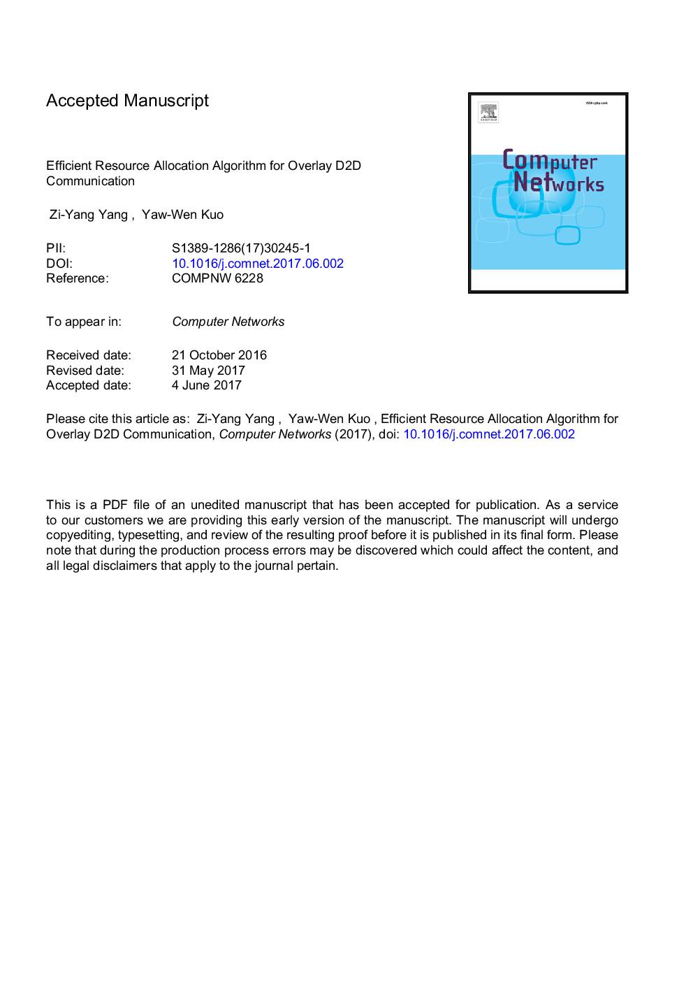 Efficient resource allocation algorithm for overlay D2D communication