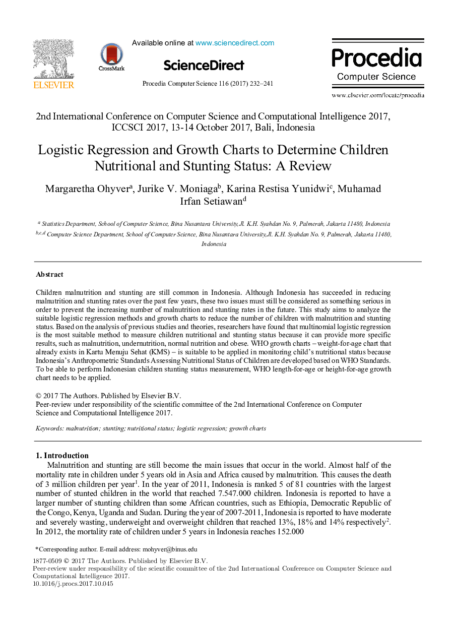 رگرسیون لجستیک و نمودارهای رشد برای تعیین وضعیت تغذیه و خستگی کودکان کودکان: یک بررسی 