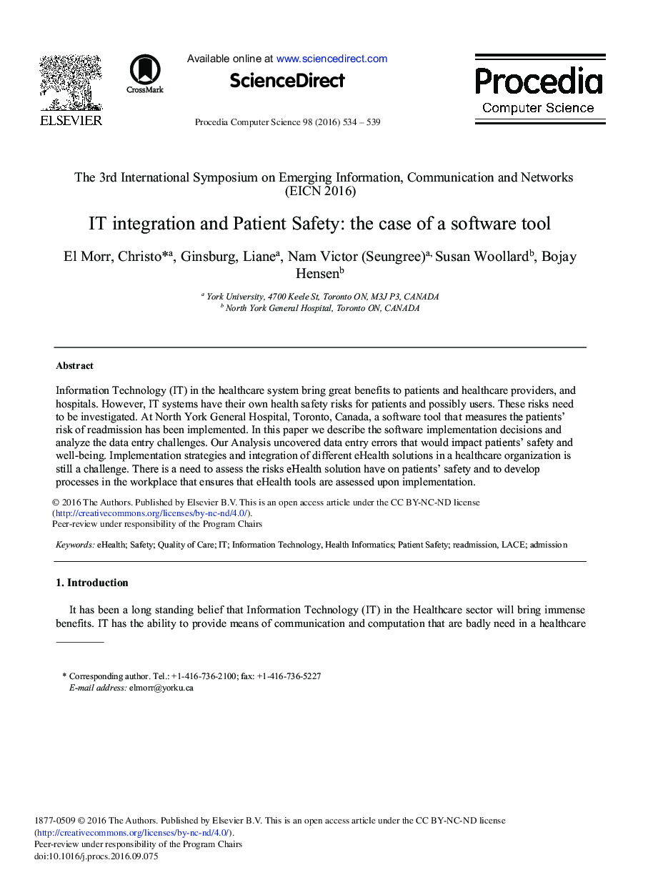 IT Integration and Patient Safety: The Case of a Software Tool