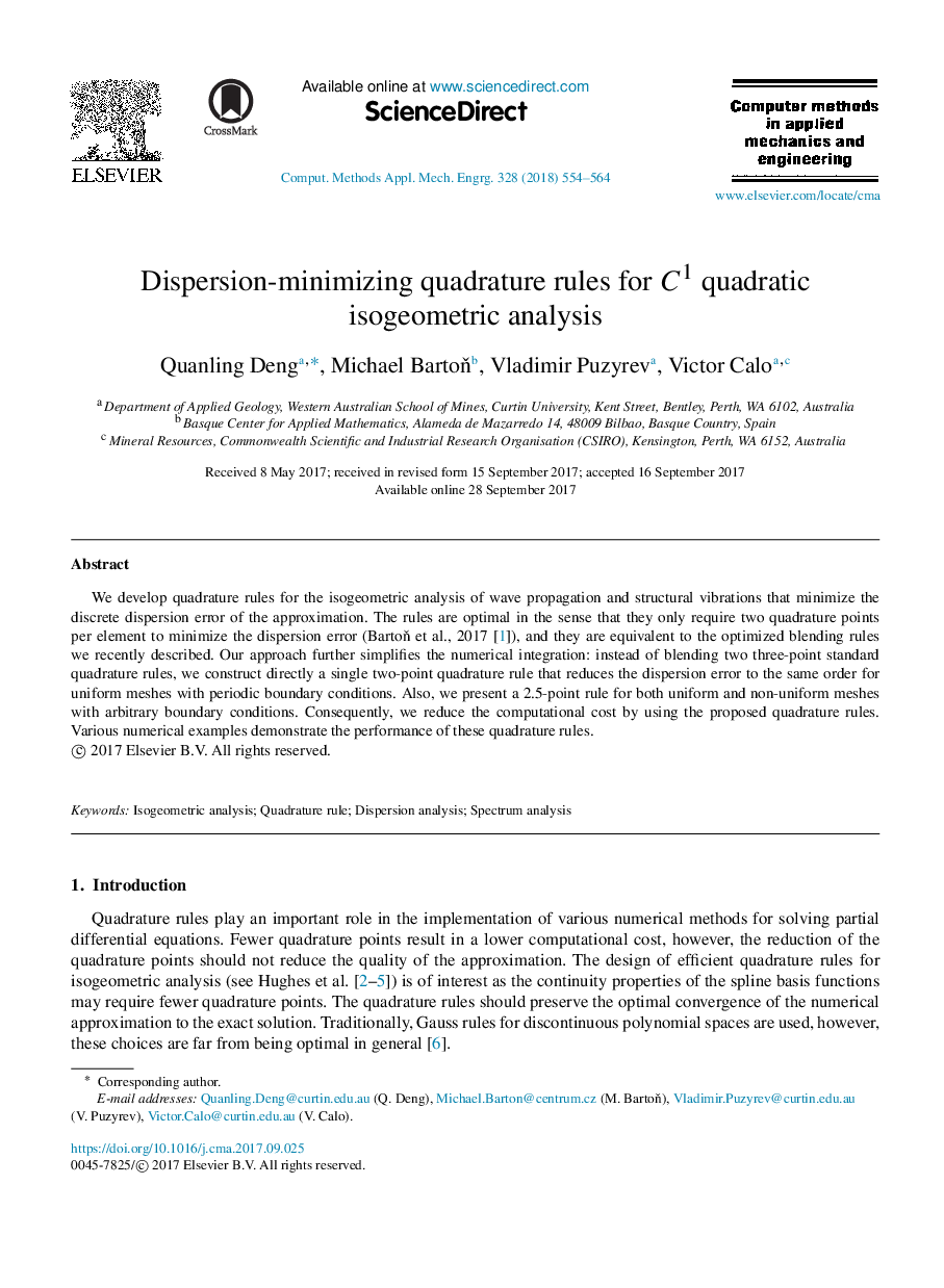 Dispersion-minimizing quadrature rules for C1 quadratic isogeometric analysis