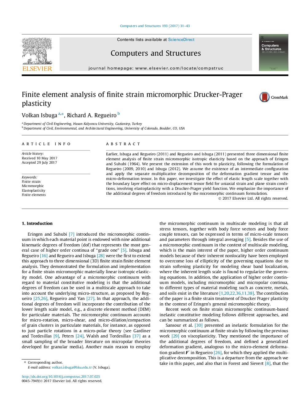 Finite element analysis of finite strain micromorphic Drucker-Prager plasticity