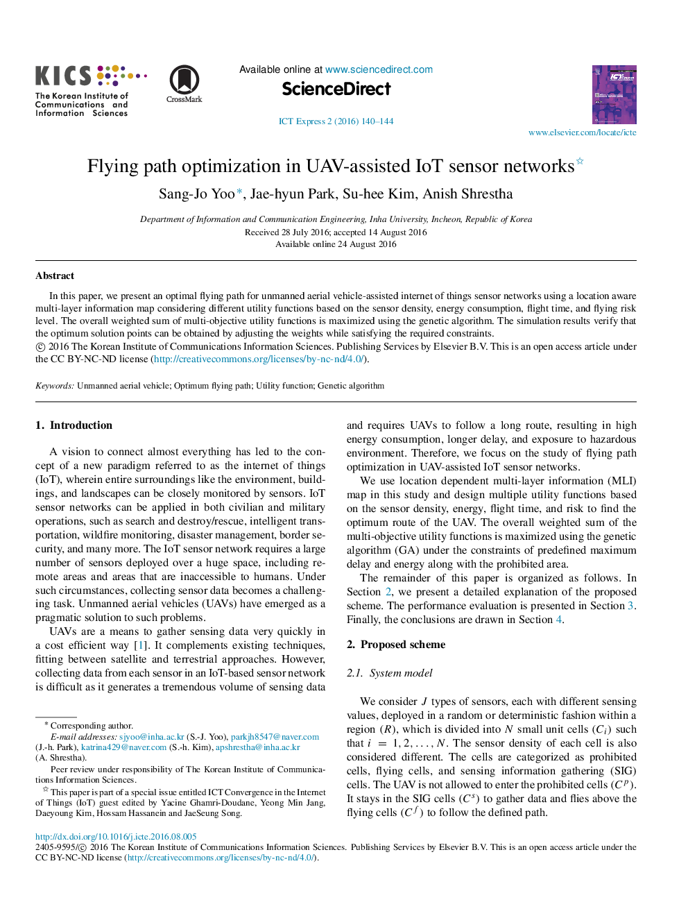 Flying path optimization in UAV-assisted IoT sensor networks