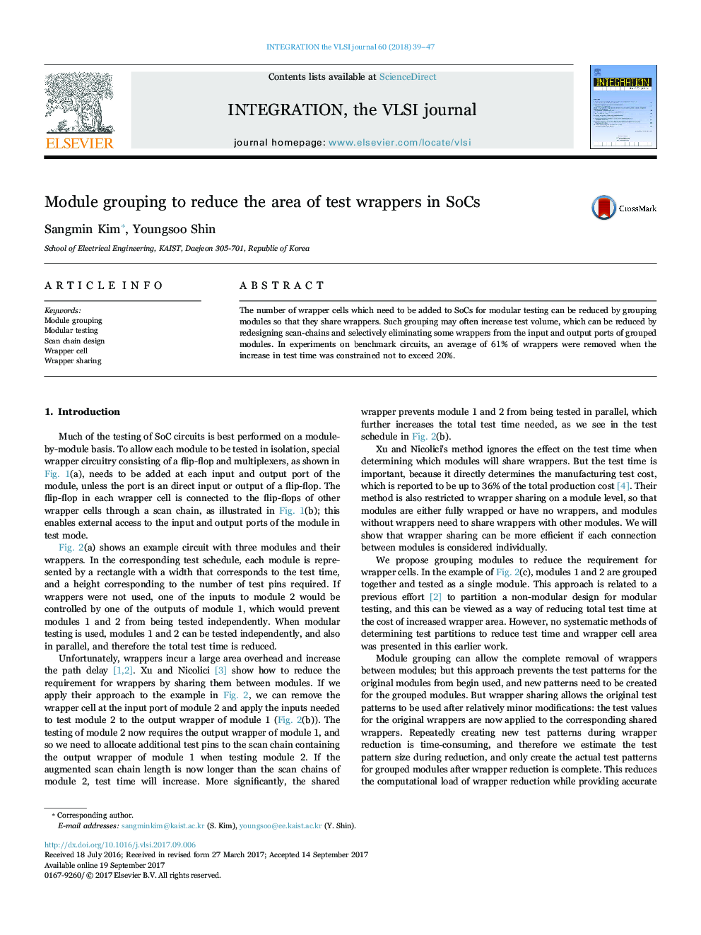 Module grouping to reduce the area of test wrappers in SoCs