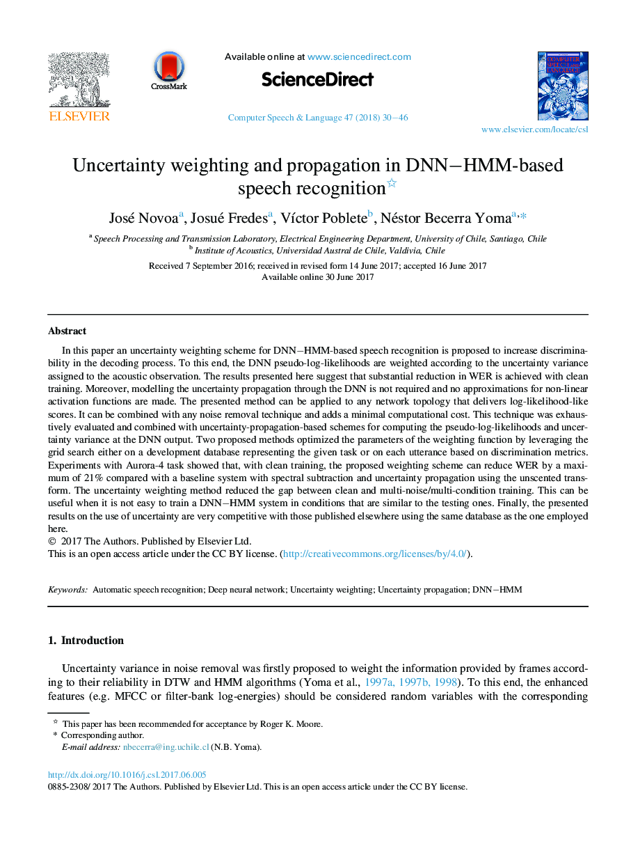 وزن گذاری و انتشار نامطلوب در تشخیص گفتار مبتنی بر DNNHMM