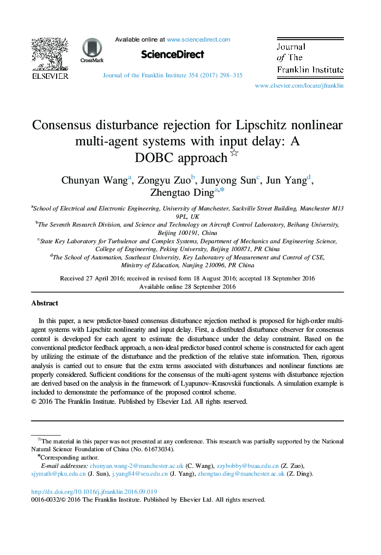 Consensus disturbance rejection for Lipschitz nonlinear multi-agent systems with input delay: A DOBC approach