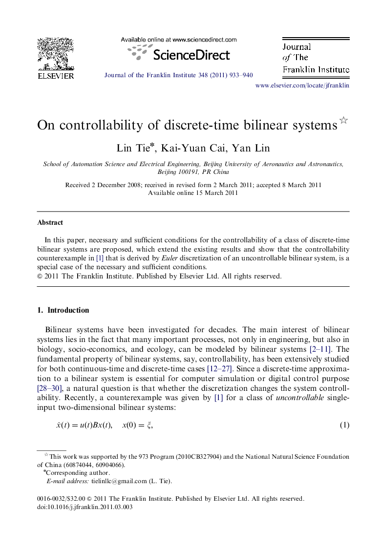 On controllability of discrete-time bilinear systems