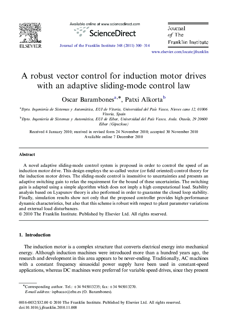 A robust vector control for induction motor drives with an adaptive sliding-mode control law